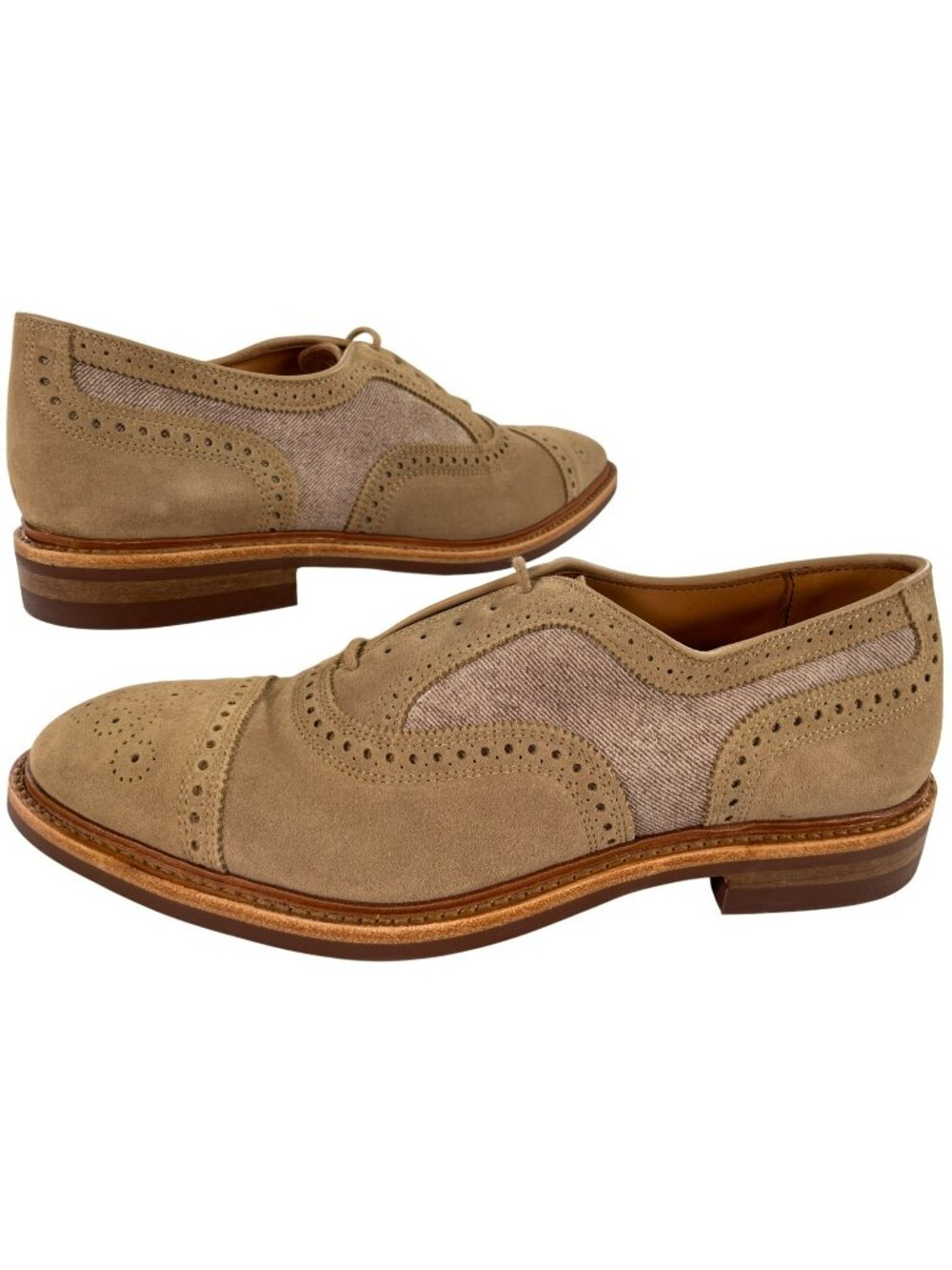 Allen Edmonds Strandmok Cap Toe Oxford Shoes Bone Jeans Suede Men's Size 11D NEW